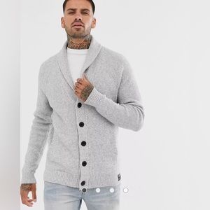 Hollister heavy knit shawl collar cardigan in gray